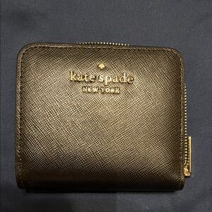 Kate Spade Textured Black Wallet with Gold Accents